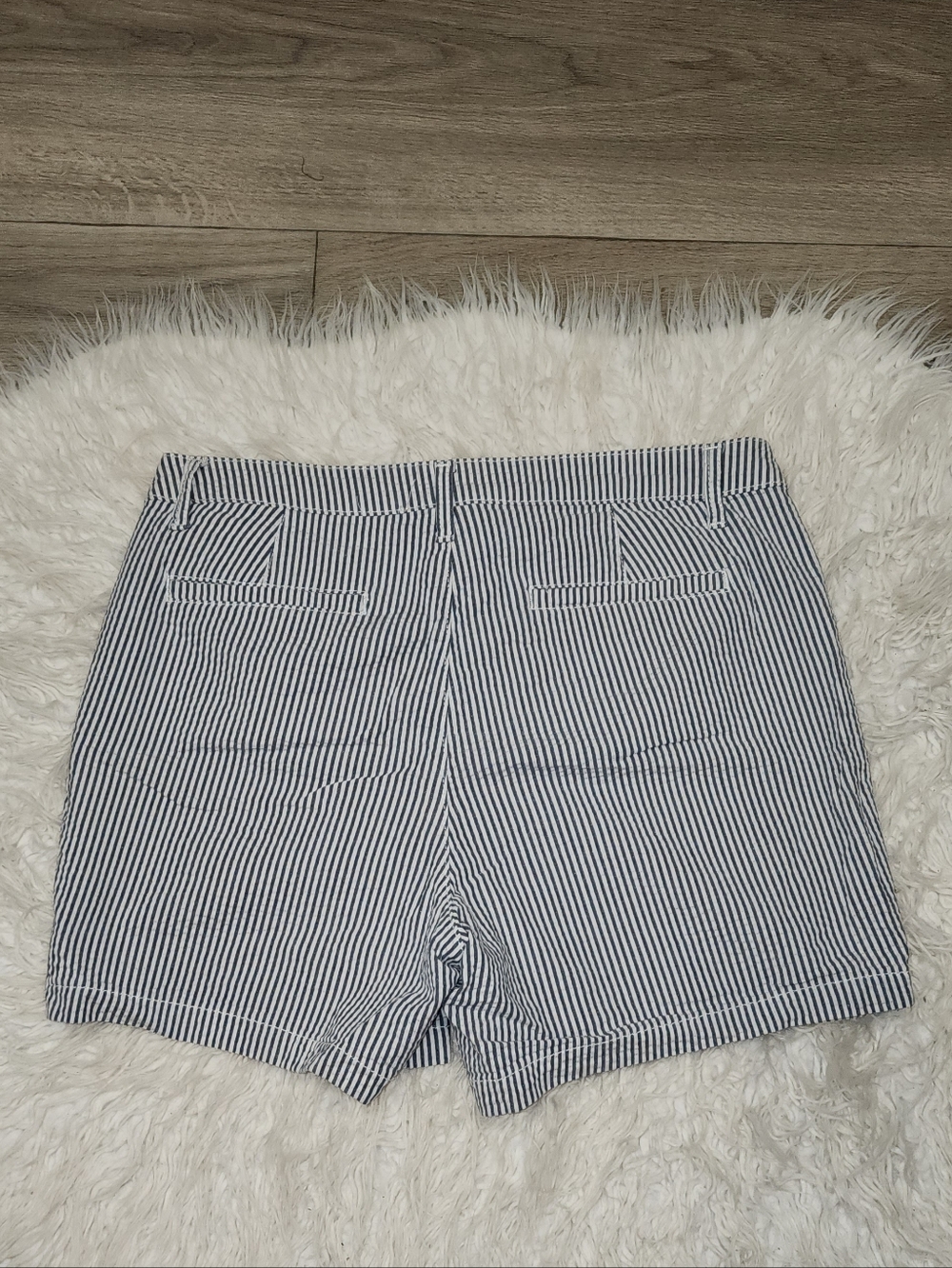 St. John's Bay Navy and White Striped Shorts